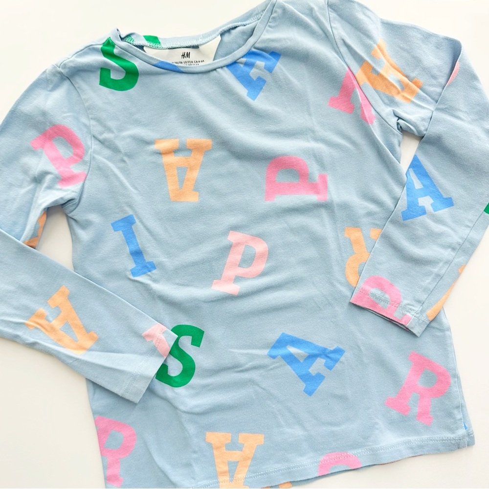 H&M Colorful Letter Print Long Sleeve Shirt